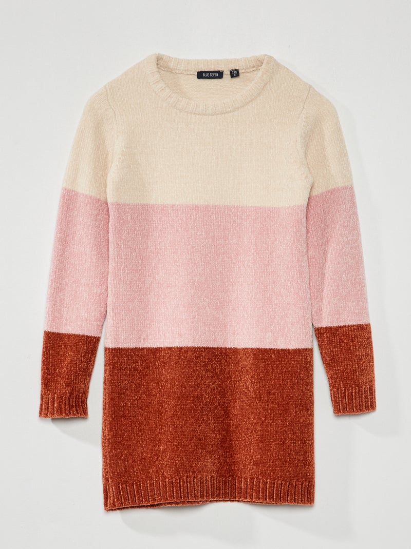 Trui-jurk van chenilletricot met colorblock ROSE - Kiabi