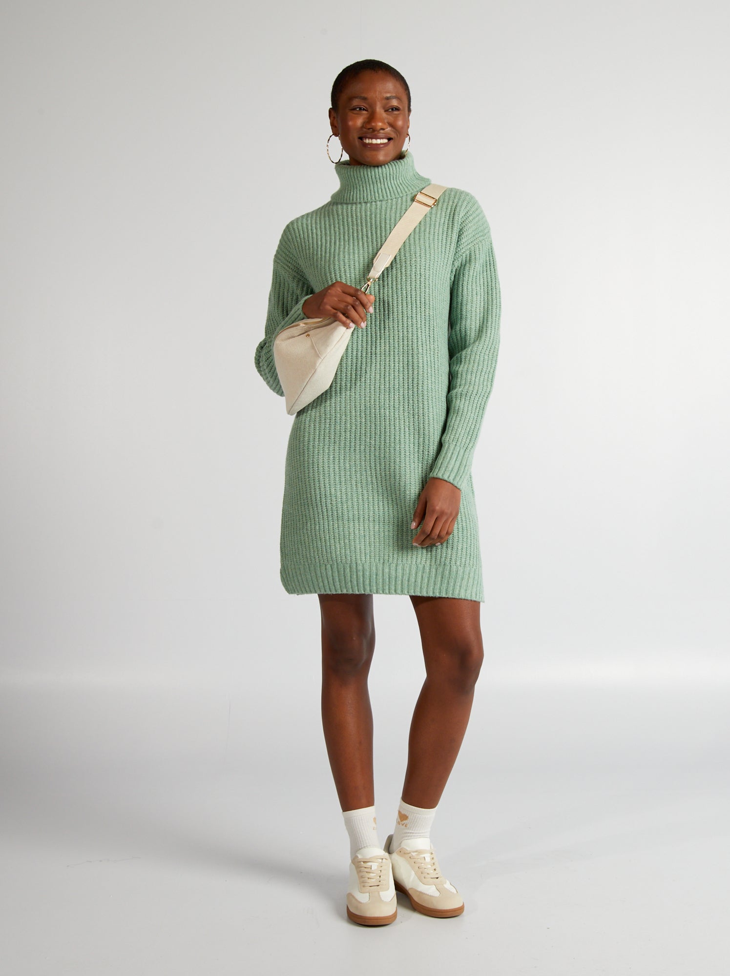 Trui jurk van dik tricot GROEN Kiabi 27.00