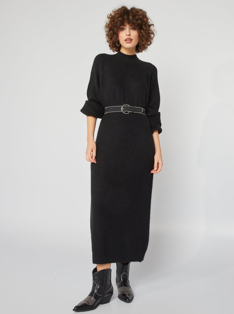 Trui-jurk van ribtricot zwart - Kiabi
