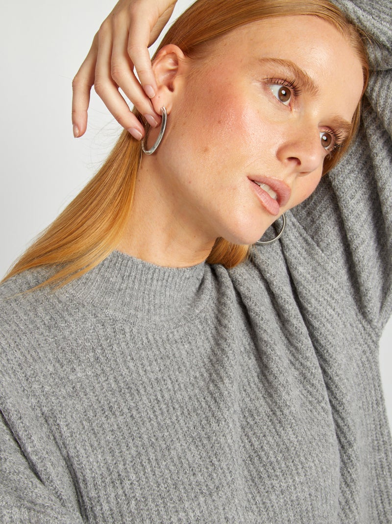 Trui-jurk van tricot met hoogsluitende ronde hals GRIJS - Kiabi