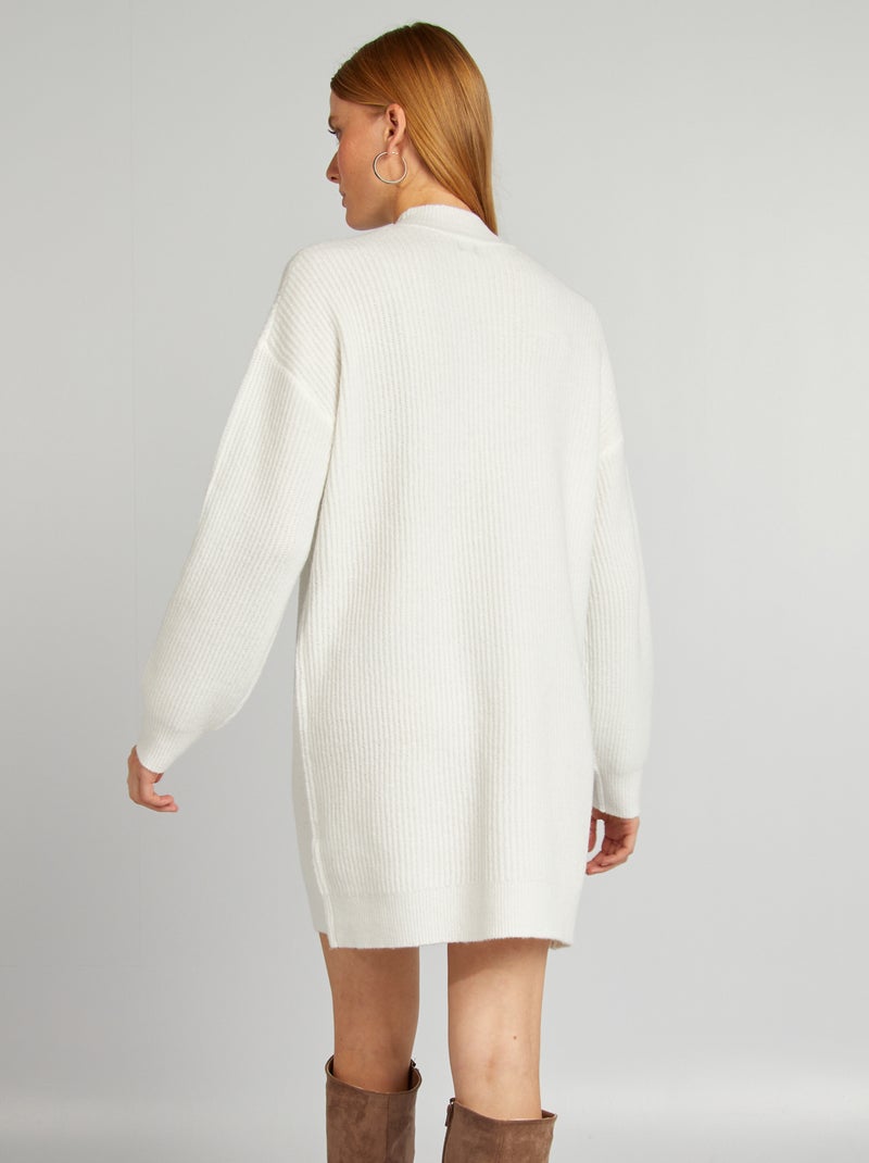 Trui-jurk van tricot met hoogsluitende ronde hals WIT - Kiabi