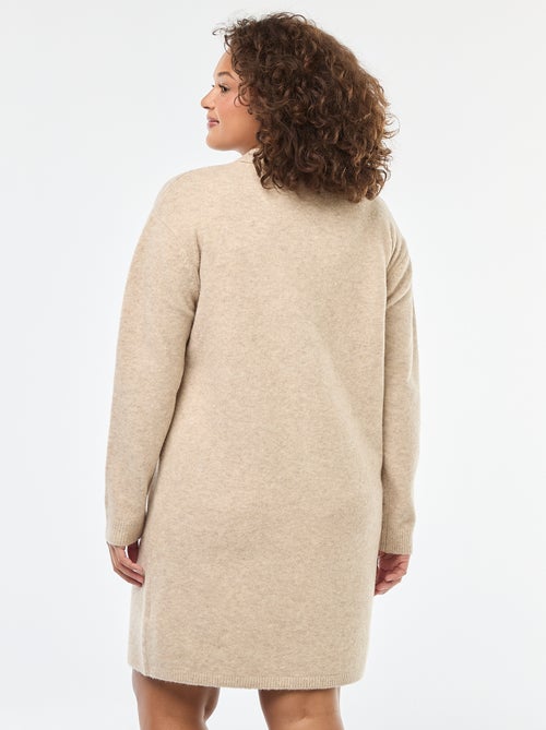 Trui-jurk van zwaar tricot met goudkleurige knoopjes - Kiabi