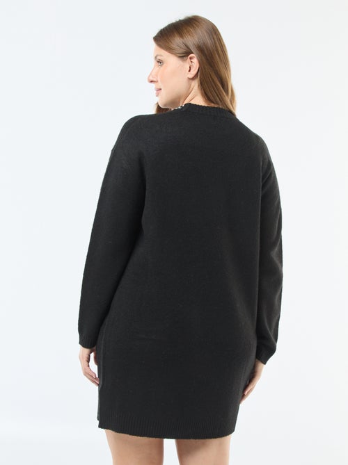 Trui-jurk van zwaar tricot met strassteentjes - Kiabi