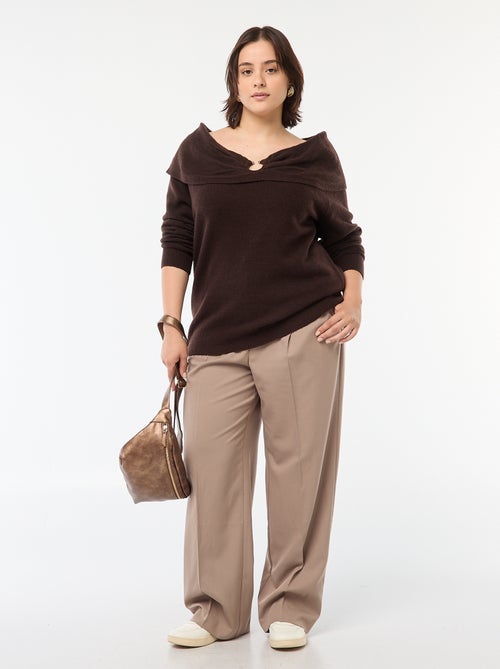 Trui met bardothals en borstdetail - Kiabi