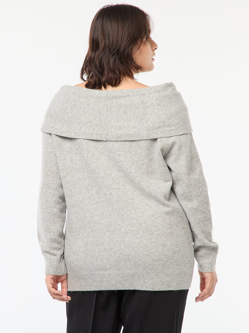 Trui met bardothals en borstdetail Grijs - Kiabi