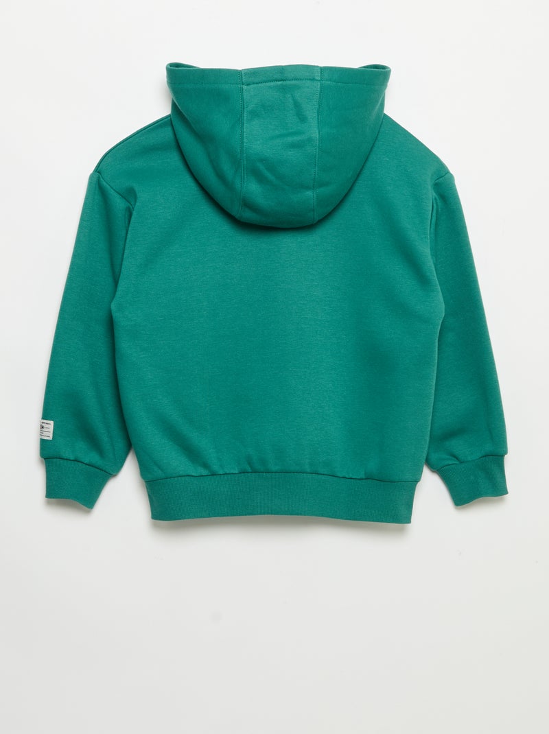 Trui met capuchon en print Groen - Kiabi