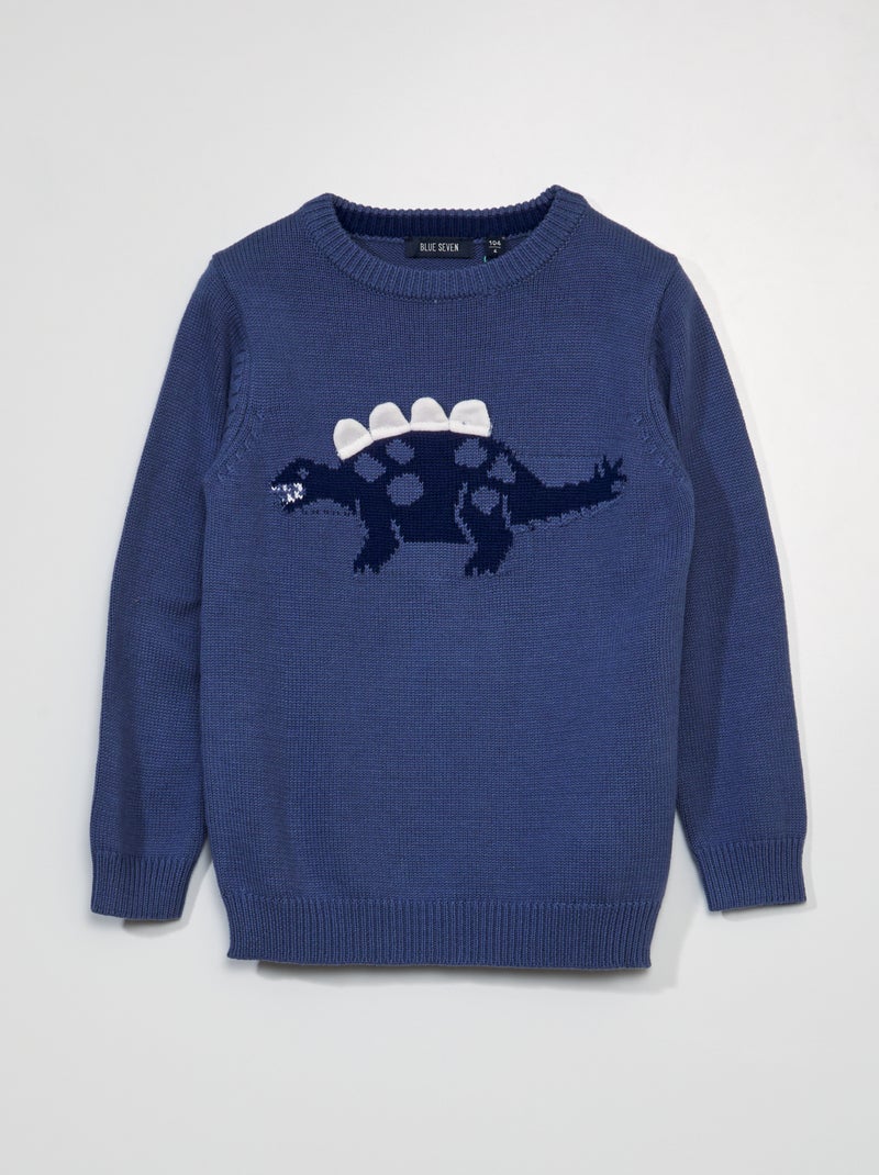 Trui met dinosaurusprint BLAUW - Kiabi