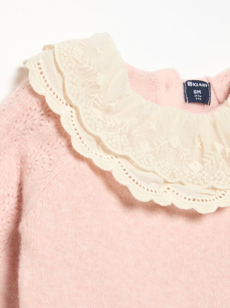 Trui met dubbele fantasiekraag Rose - Kiabi