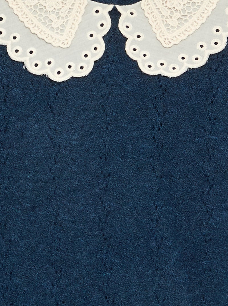 Trui met een grote geborduurde fantasiekraag Blauw - Kiabi
