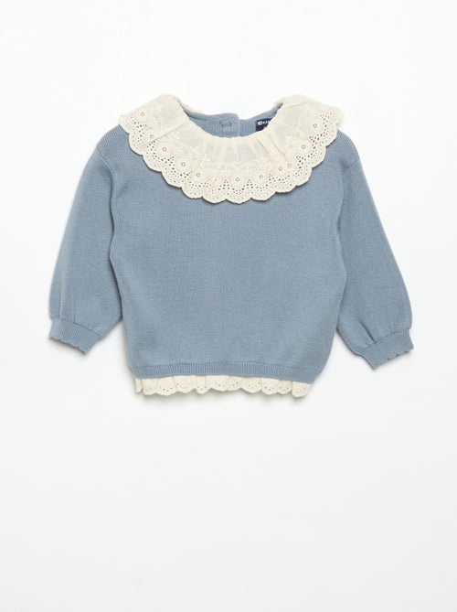 Trui met fantasiekraag van broderie anglaise - Kiabi
