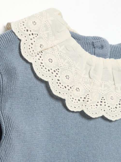 Trui met fantasiekraag van broderie anglaise - Kiabi