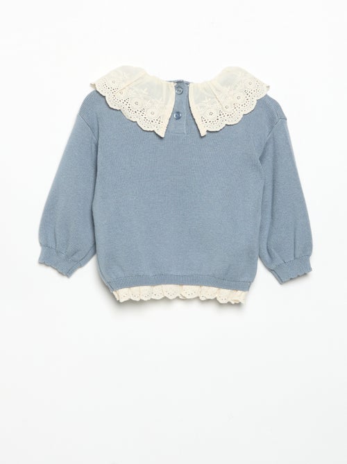 Trui met fantasiekraag van broderie anglaise - Kiabi