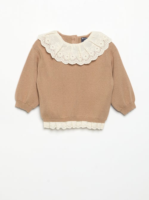 Trui met fantasiekraag van broderie anglaise - Kiabi