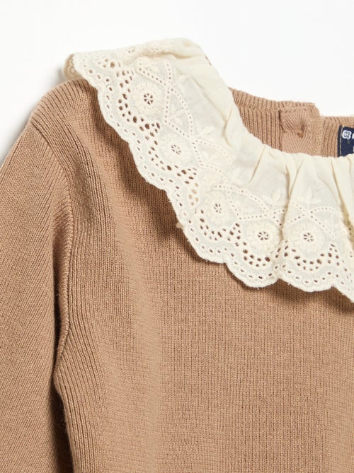 Trui met fantasiekraag van broderie anglaise - Kiabi
