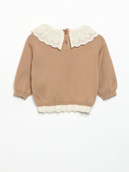 Trui met fantasiekraag van broderie anglaise - Kiabi