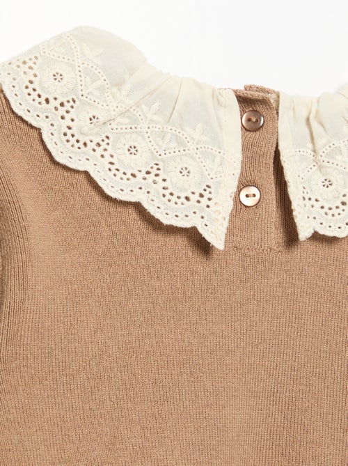 Trui met fantasiekraag van broderie anglaise - Kiabi