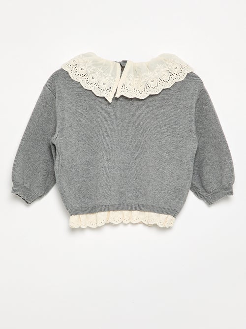 Trui met fantasiekraag van broderie anglaise - Kiabi
