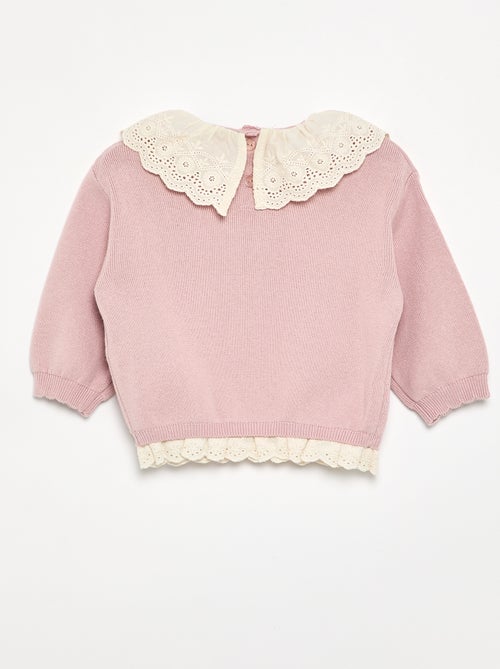 Trui met fantasiekraag van broderie anglaise - Kiabi