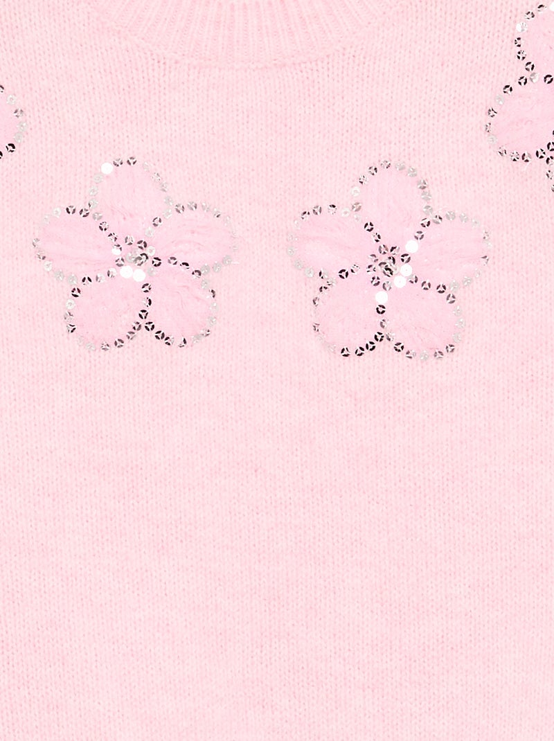 Trui met geborduurde bloemen en pailletten Rose - Kiabi