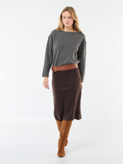 Trui met goudkleurige knopen op de schouder - Kiabi