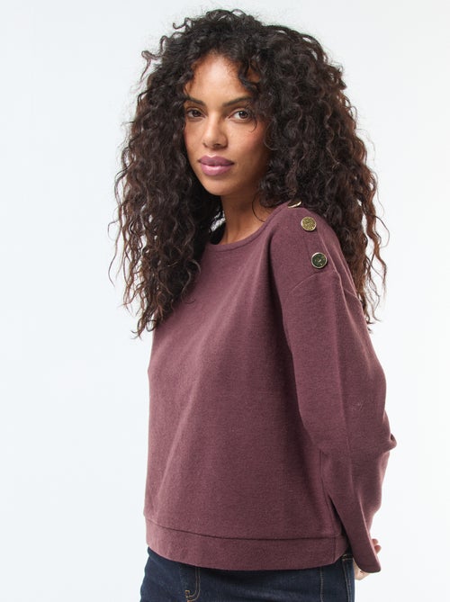 Trui met goudkleurige knopen op de schouder - Kiabi