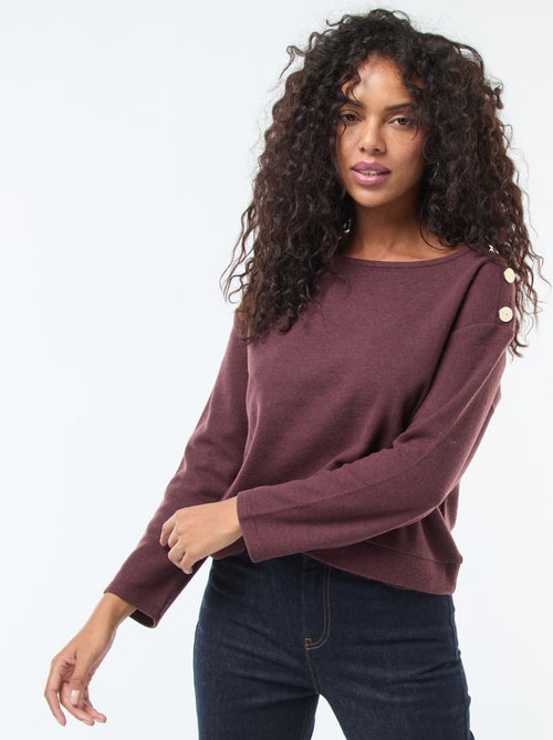 Trui met goudkleurige knopen op de schouder - Kiabi