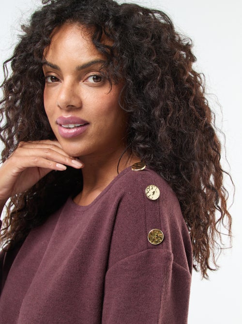 Trui met goudkleurige knopen op de schouder - Kiabi