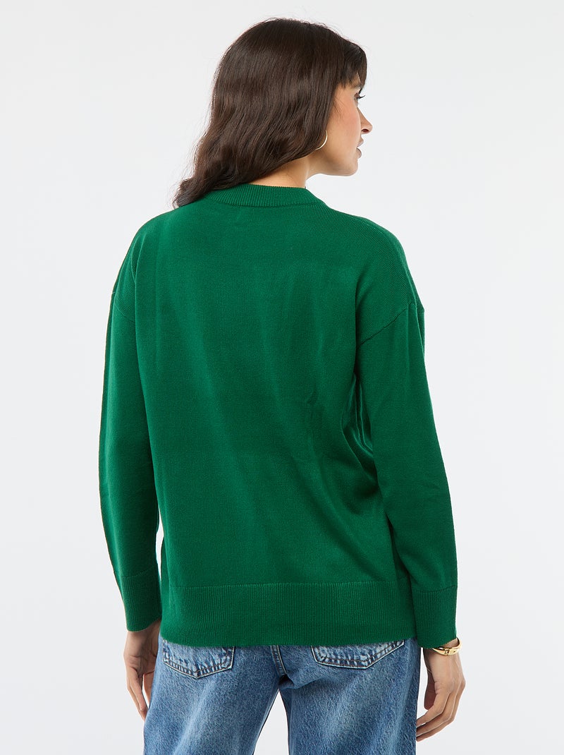 Trui met kersthondprint Groen - Kiabi