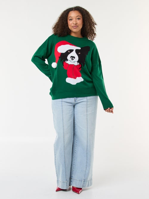 Trui met kersthondprint - Kiabi