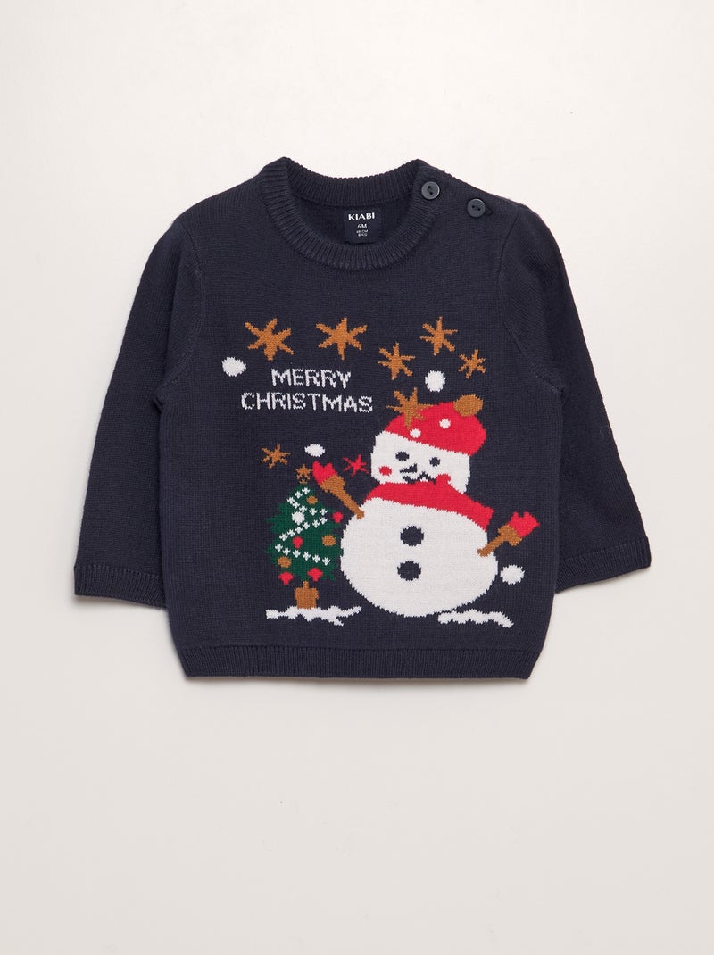 Trui met kerstmotief BLAUW - Kiabi