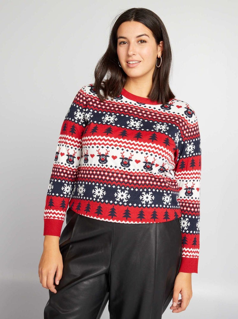 Trui met kerstmotief ROOD - Kiabi