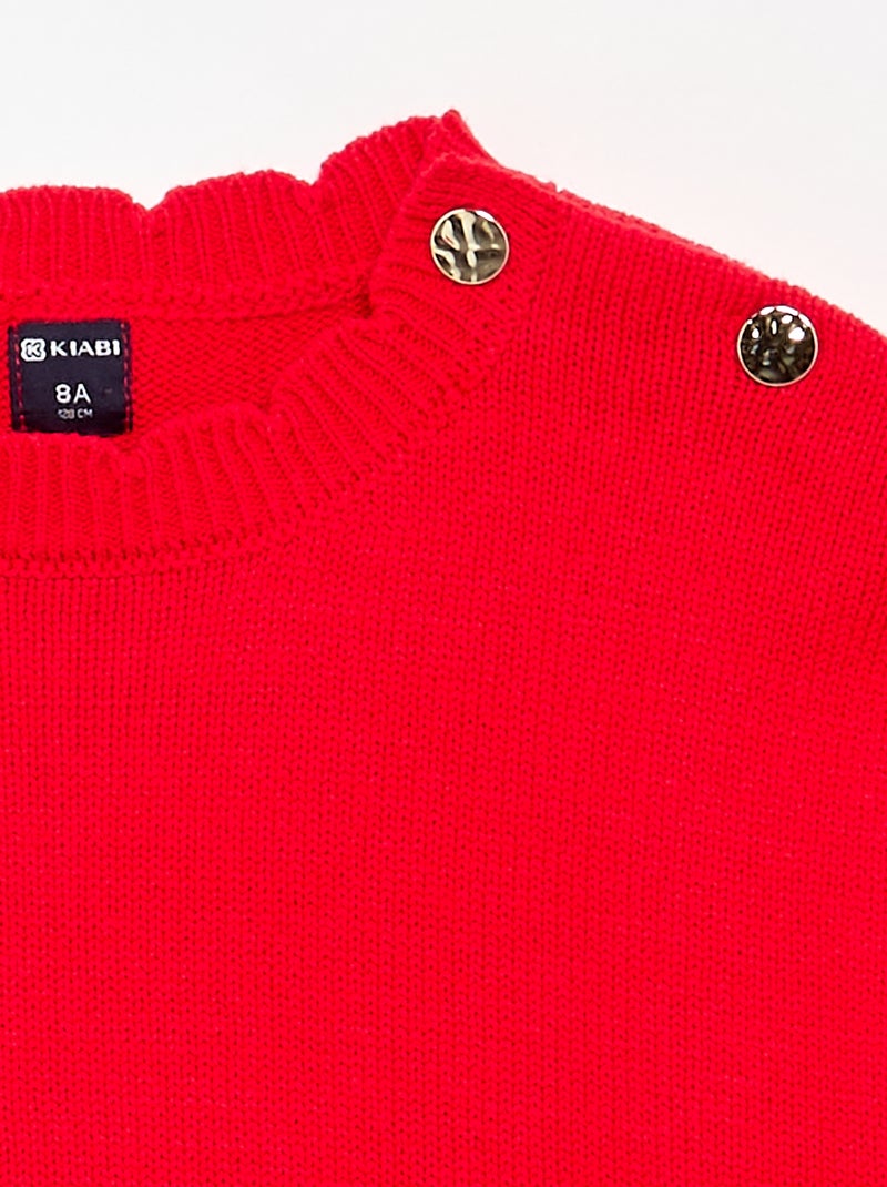 Trui met knoopsluiting op de schouder Rood - Kiabi