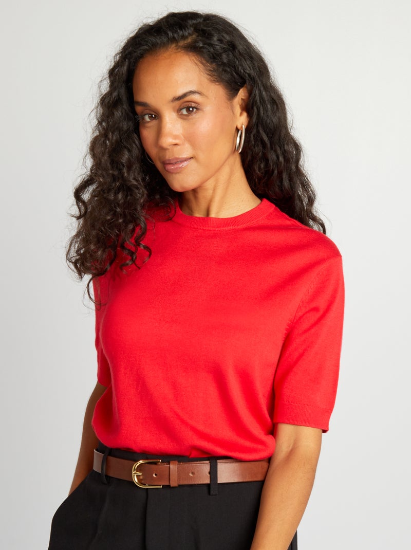 Trui met korte mouw rood - Kiabi