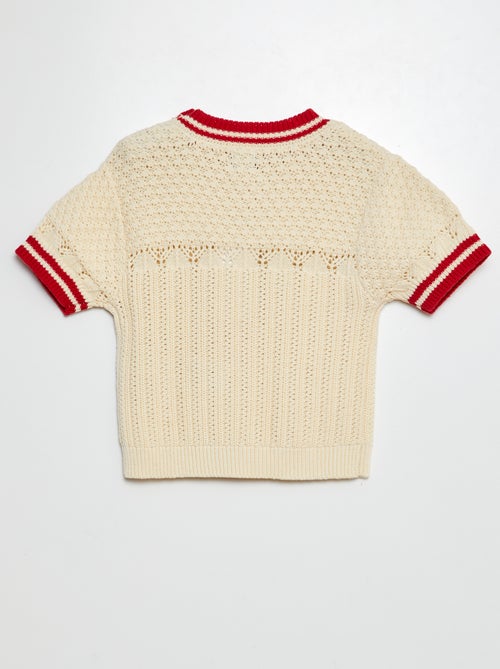 Trui met korte mouwen en ajourtricot - Kiabi