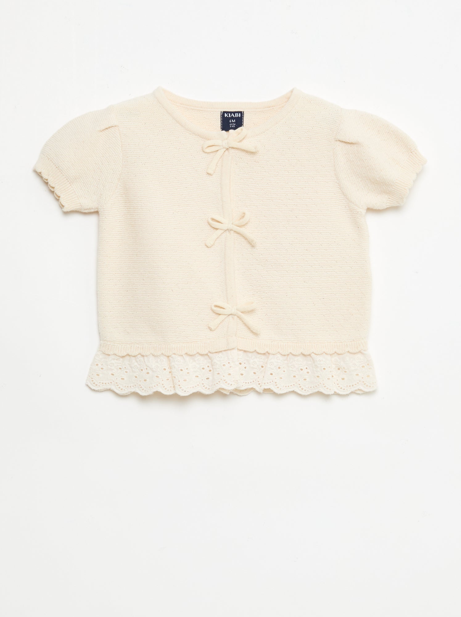 Trui met korte mouwen en fantasie strikjes