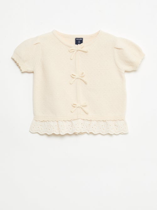 Trui met korte mouwen en fantasie strikjes - Kiabi