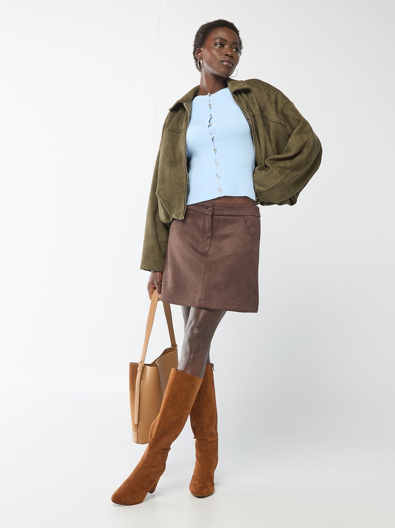 Trui met korte mouwen en fantasieknopen Blauw - Kiabi