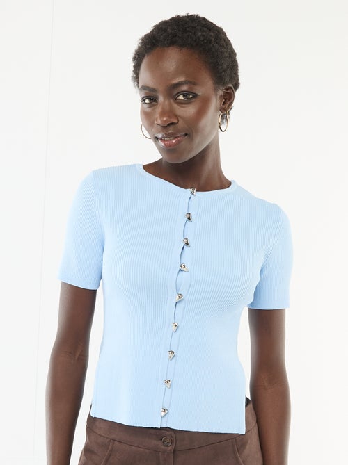 Trui met korte mouwen en fantasieknopen - Kiabi