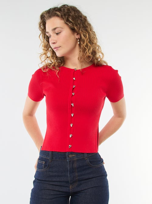 Trui met korte mouwen en fantasieknopen - Kiabi