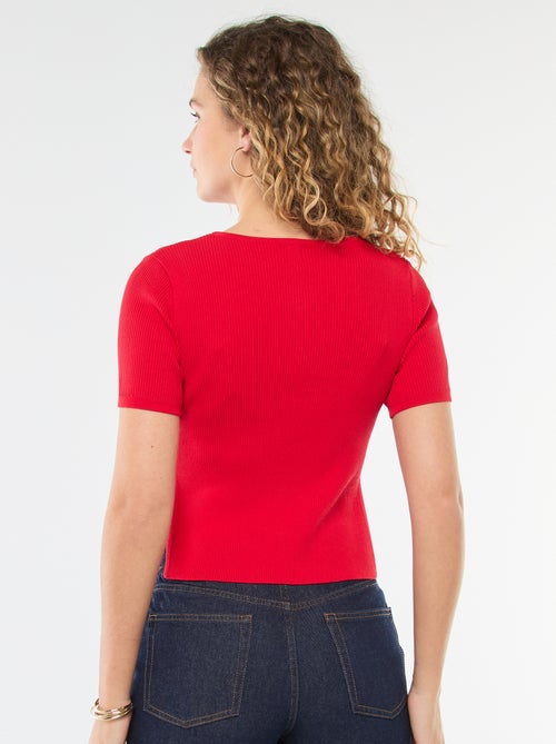 Trui met korte mouwen en fantasieknopen - Kiabi