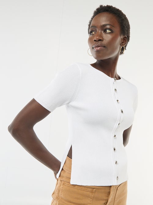 Trui met korte mouwen en fantasieknopen - Kiabi