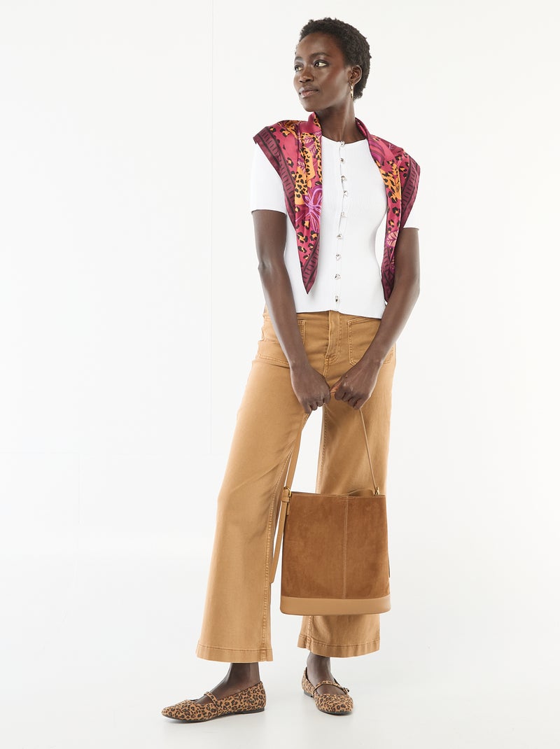 Trui met korte mouwen en fantasieknopen Wit - Kiabi