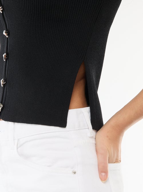 Trui met korte mouwen en fantasieknopen - Kiabi