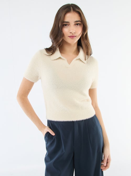 Trui met korte mouwen van harig breisel - Kiabi