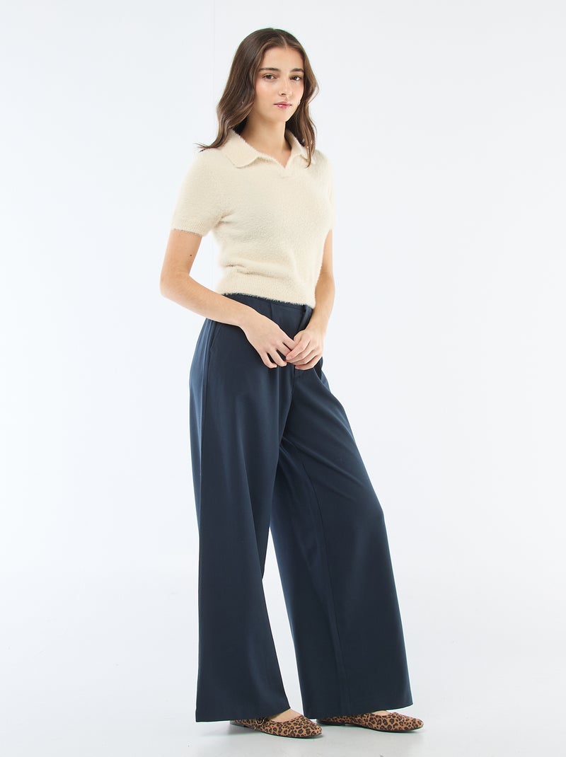 Trui met korte mouwen van harig breisel Biege - Kiabi