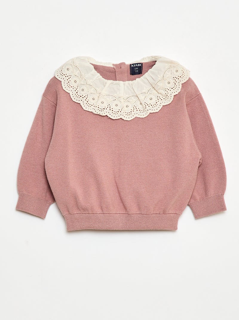 Trui met kraag van katoenen voile Rose - Kiabi