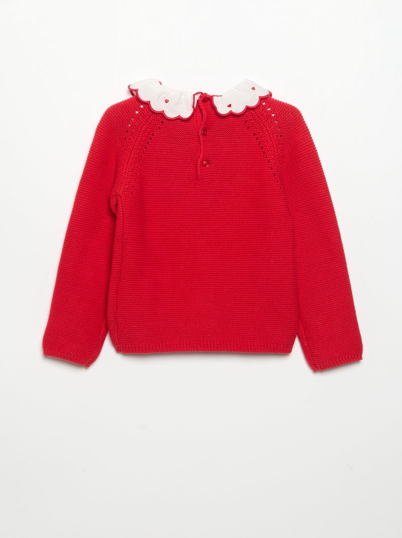Trui met lange mouwen en fantasievolle kraag Rood - Kiabi
