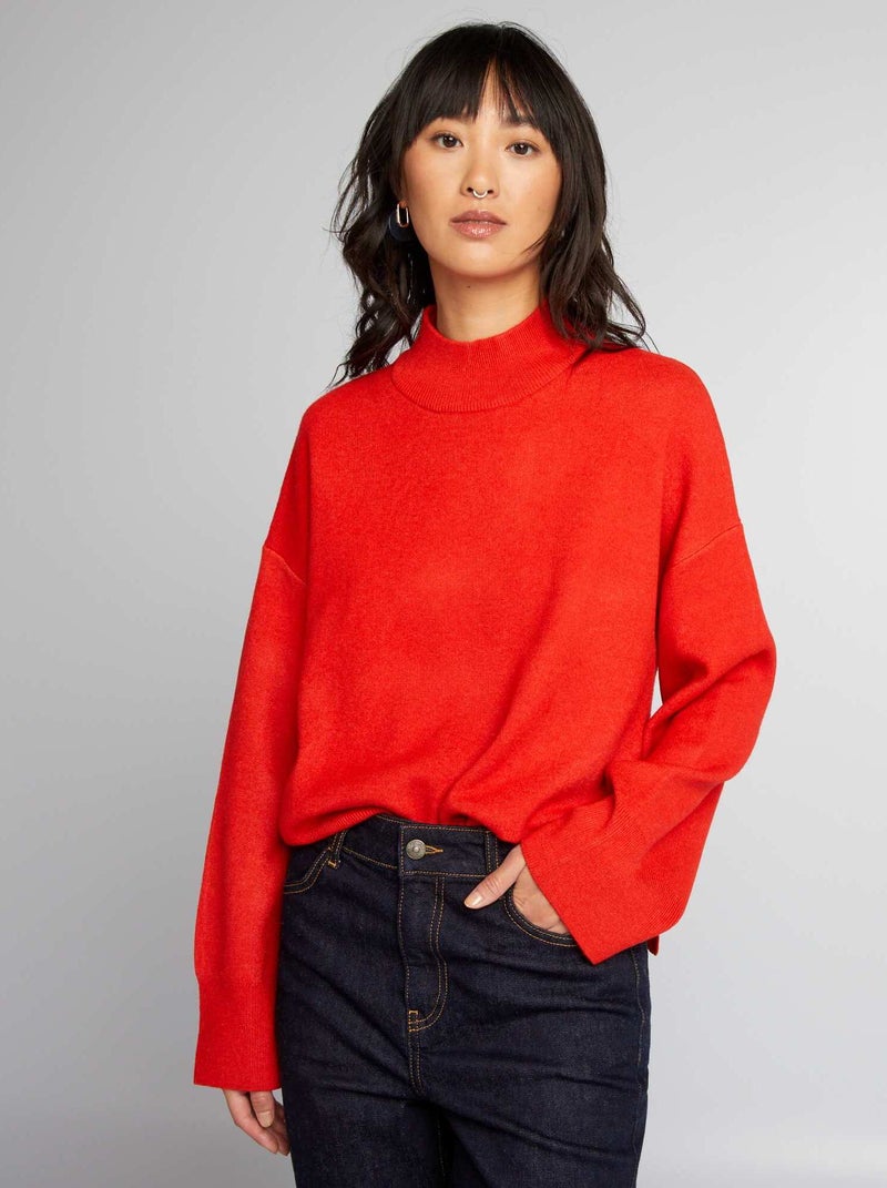 Trui met lange vleermuismouw ROOD - Kiabi