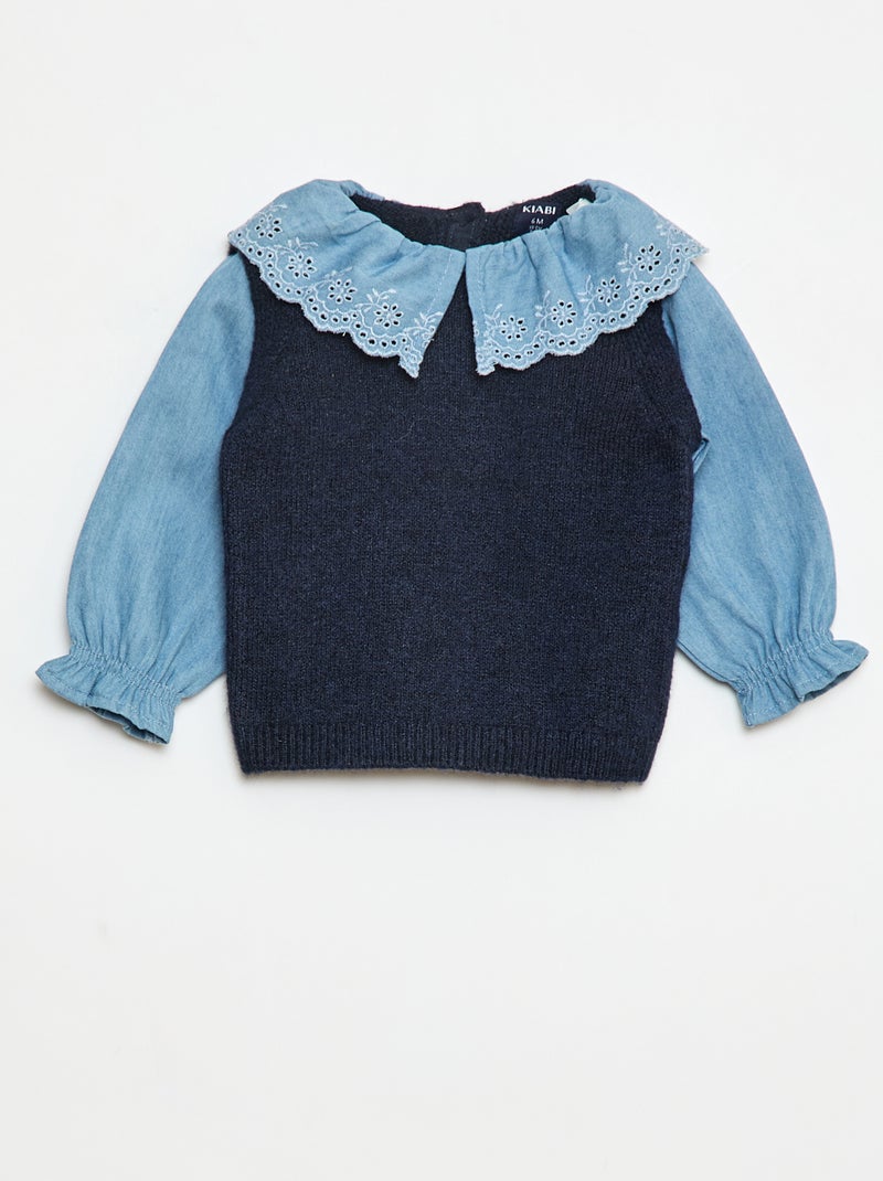 Trui met mouwen van katoen Blauw - Kiabi