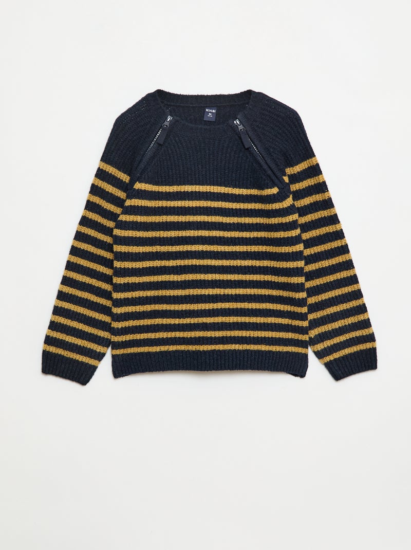 Trui met opstaande kraag en dubbele ritssluiting - So Easy Blauw - Kiabi